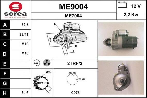 SNRA ME9004 - Стартер autospares.lv