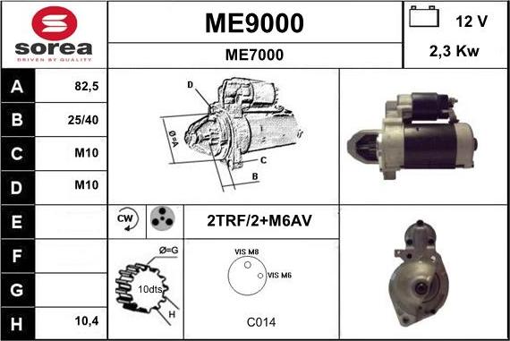 SNRA ME9000 - Стартер autospares.lv