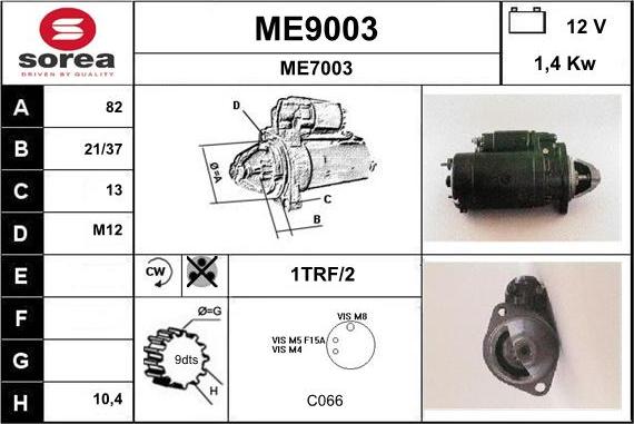 SNRA ME9003 - Стартер autospares.lv