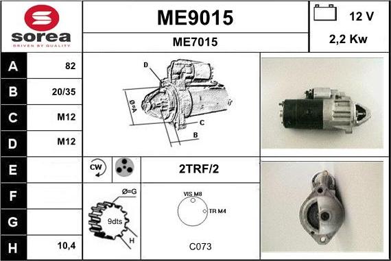 SNRA ME9015 - Стартер autospares.lv