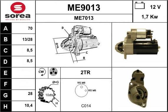 SNRA ME9013 - Стартер autospares.lv