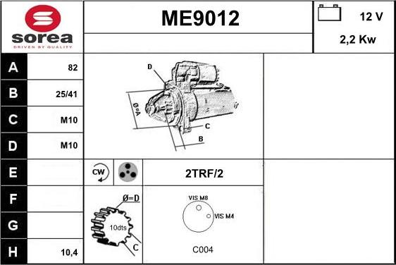 SNRA ME9012 - Стартер autospares.lv