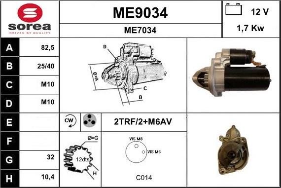 SNRA ME9034 - Стартер autospares.lv