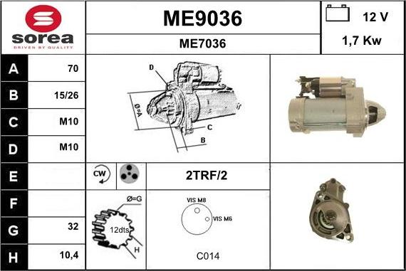 SNRA ME9036 - Стартер autospares.lv