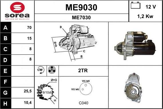 SNRA ME9030 - Стартер autospares.lv