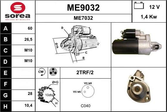 SNRA ME9032 - Стартер autospares.lv