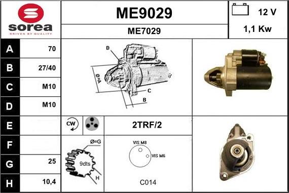 SNRA ME9029 - Стартер autospares.lv