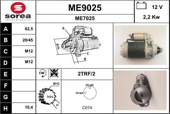 SNRA ME9025 - Стартер autospares.lv