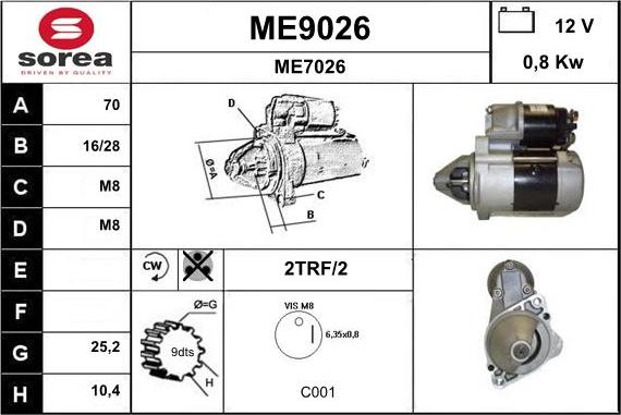 SNRA ME9026 - Стартер autospares.lv