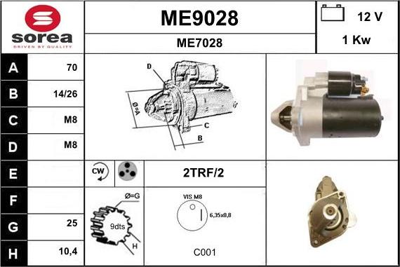 SNRA ME9028 - Стартер autospares.lv