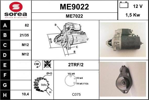 SNRA ME9022 - Стартер autospares.lv