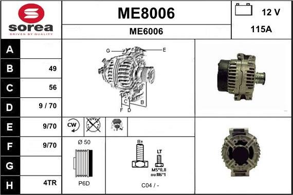 SNRA ME8006 - Генератор autospares.lv