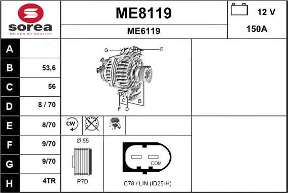 SNRA ME8119 - Генератор autospares.lv