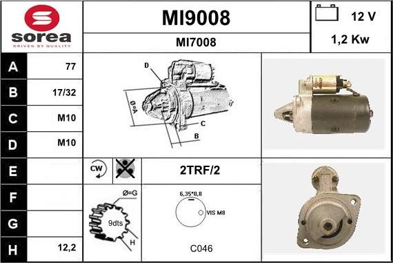 SNRA MI9008 - Стартер autospares.lv