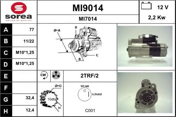 SNRA MI9014 - Стартер autospares.lv