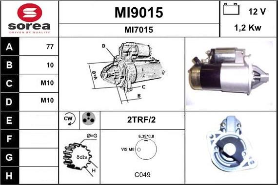 SNRA MI9015 - Стартер autospares.lv