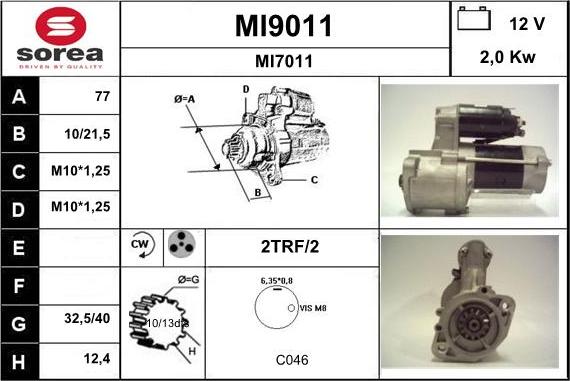 SNRA MI9011 - Стартер autospares.lv