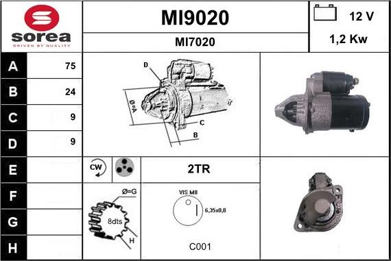 SNRA MI9020 - Стартер autospares.lv