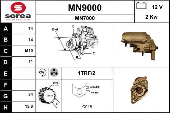 SNRA MN9000 - Стартер autospares.lv