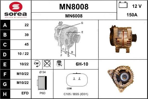 SNRA MN8008 - Генератор autospares.lv