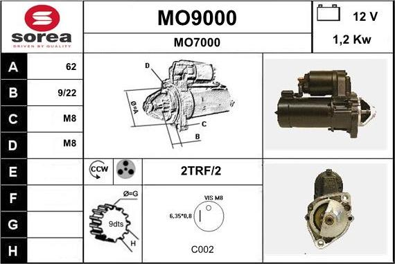 SNRA MO9000 - Стартер autospares.lv