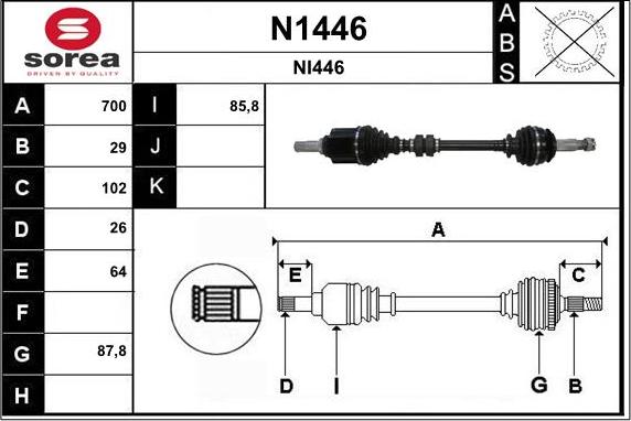 SNRA N1446 - Приводной вал autospares.lv