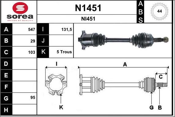 SNRA N1451 - Приводной вал autospares.lv