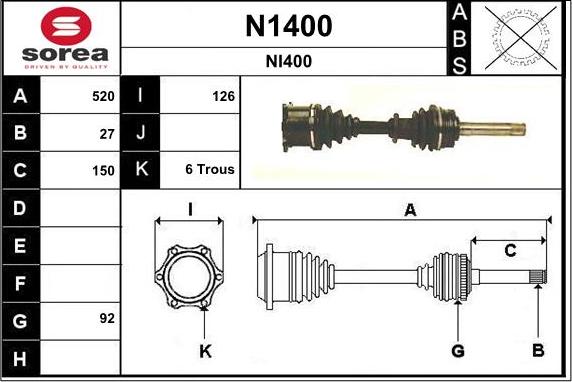 SNRA N1400 - Приводной вал autospares.lv