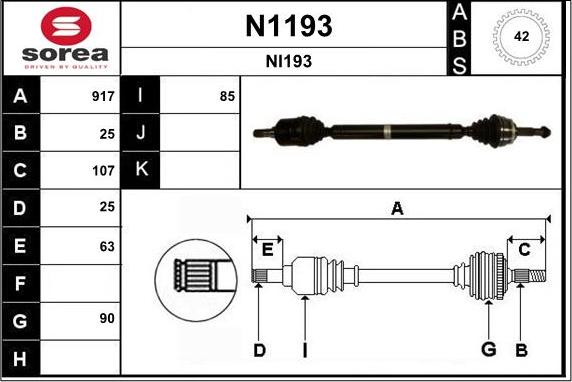 SNRA N1193 - Приводной вал autospares.lv