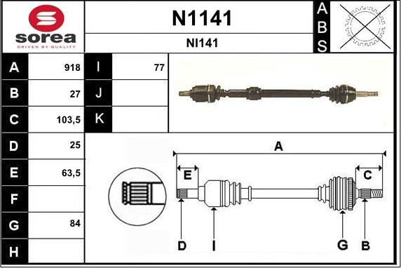 SNRA N1141 - Приводной вал autospares.lv