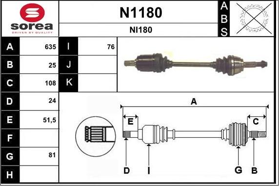 SNRA N1180 - Приводной вал autospares.lv