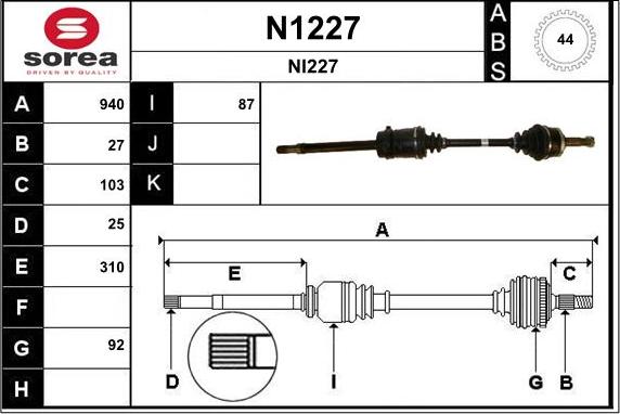 SNRA N1227 - Приводной вал autospares.lv
