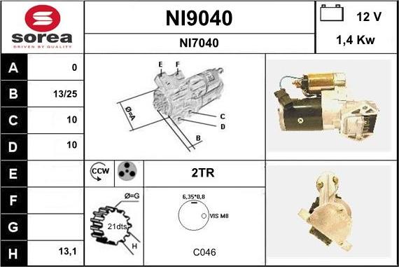 SNRA NI9040 - Стартер autospares.lv