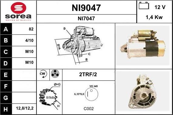 SNRA NI9047 - Стартер autospares.lv