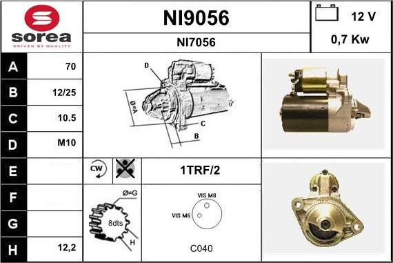 SNRA NI9056 - Стартер autospares.lv