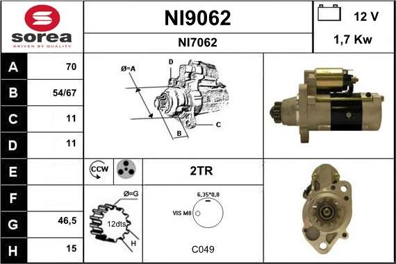 SNRA NI9062 - Стартер autospares.lv