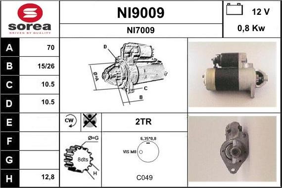SNRA NI9009 - Стартер autospares.lv