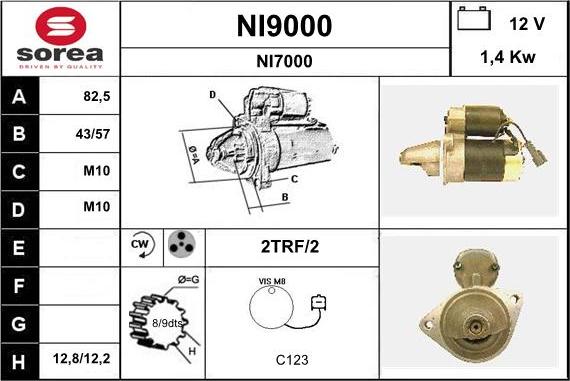 SNRA NI9000 - Стартер autospares.lv