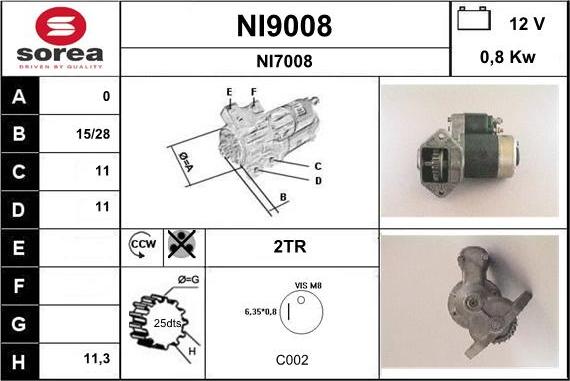 SNRA NI9008 - Стартер autospares.lv