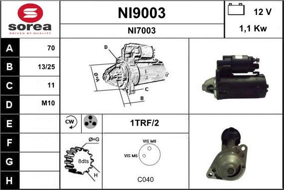 SNRA NI9003 - Стартер autospares.lv