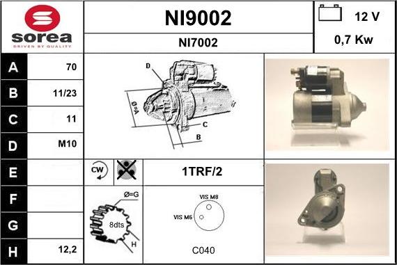 SNRA NI9002 - Стартер autospares.lv