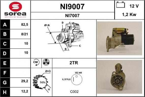 SNRA NI9007 - Стартер autospares.lv