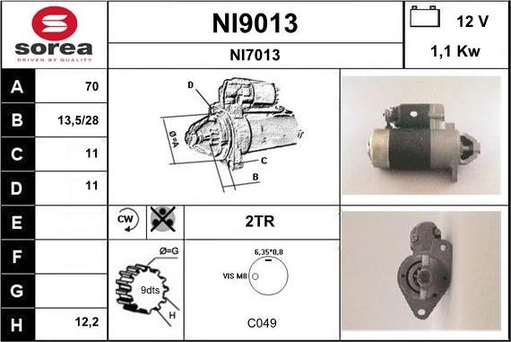 SNRA NI9013 - Стартер autospares.lv