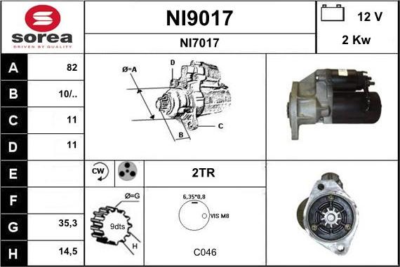 SNRA NI9017 - Стартер autospares.lv