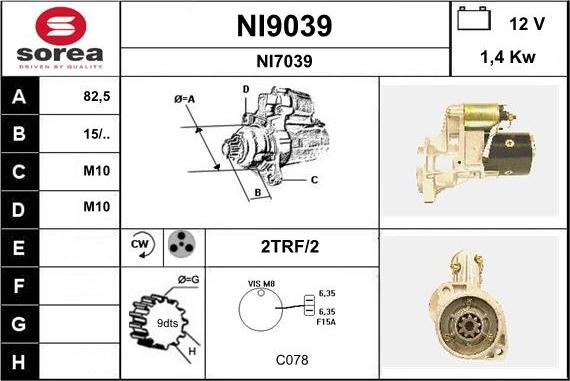 SNRA NI9039 - Стартер autospares.lv