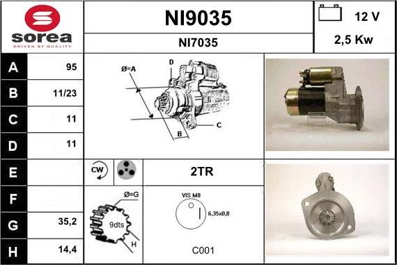 SNRA NI9035 - Стартер autospares.lv