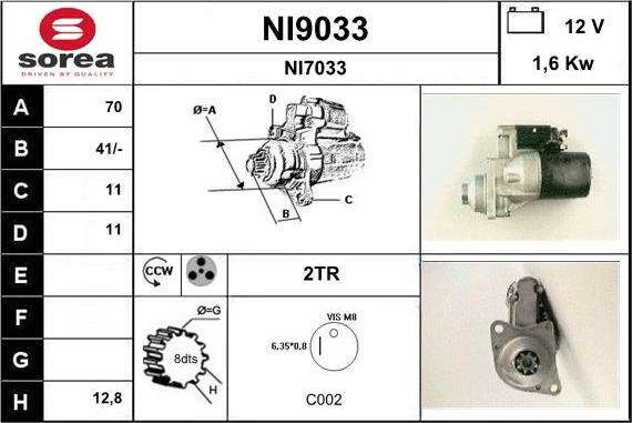 SNRA NI9033 - Стартер autospares.lv