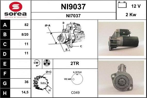 SNRA NI9037 - Стартер autospares.lv