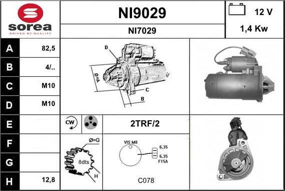 SNRA NI9029 - Стартер autospares.lv