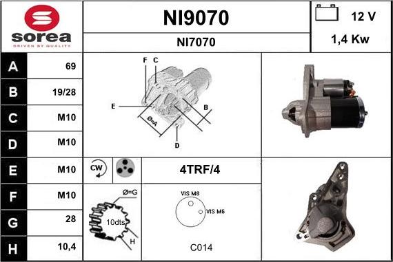 SNRA NI9070 - Стартер autospares.lv